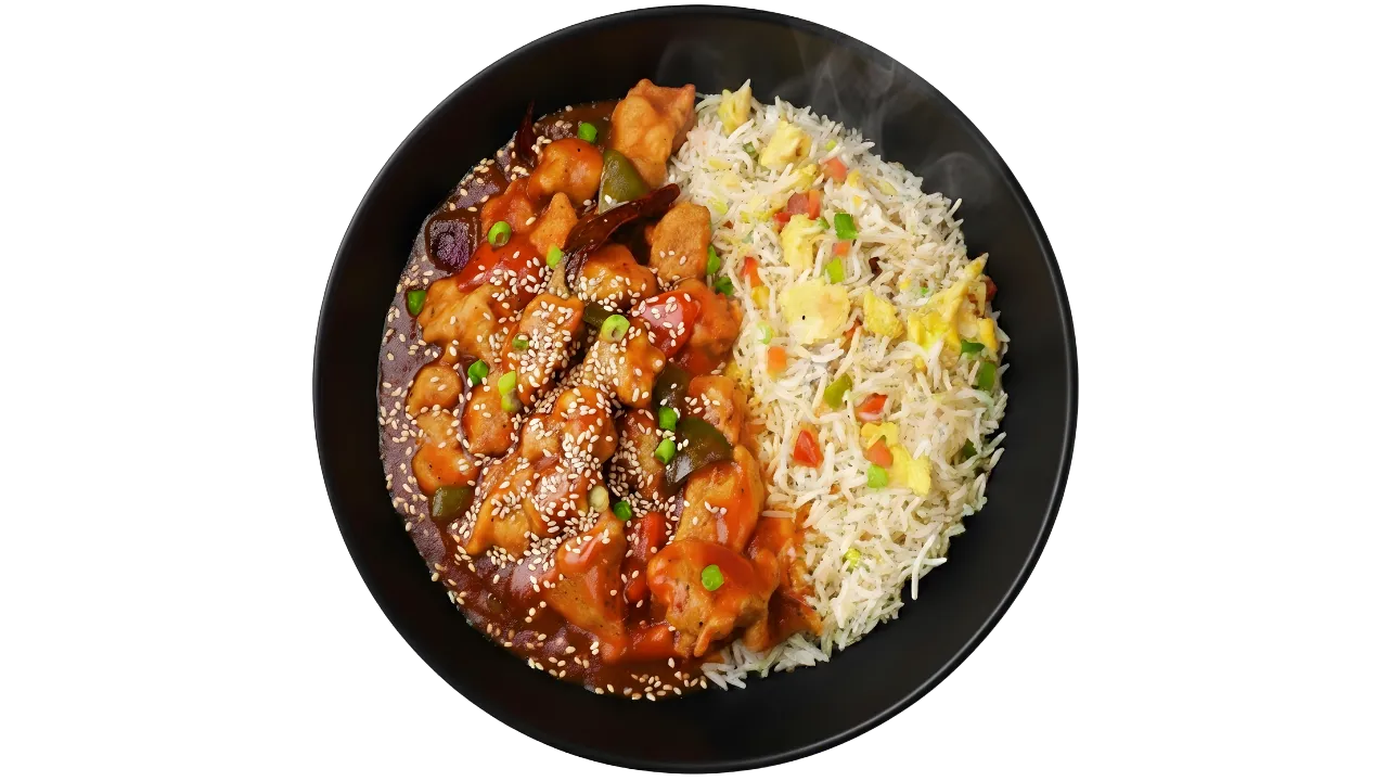Chicken Manchurian With Egg Fried Rice