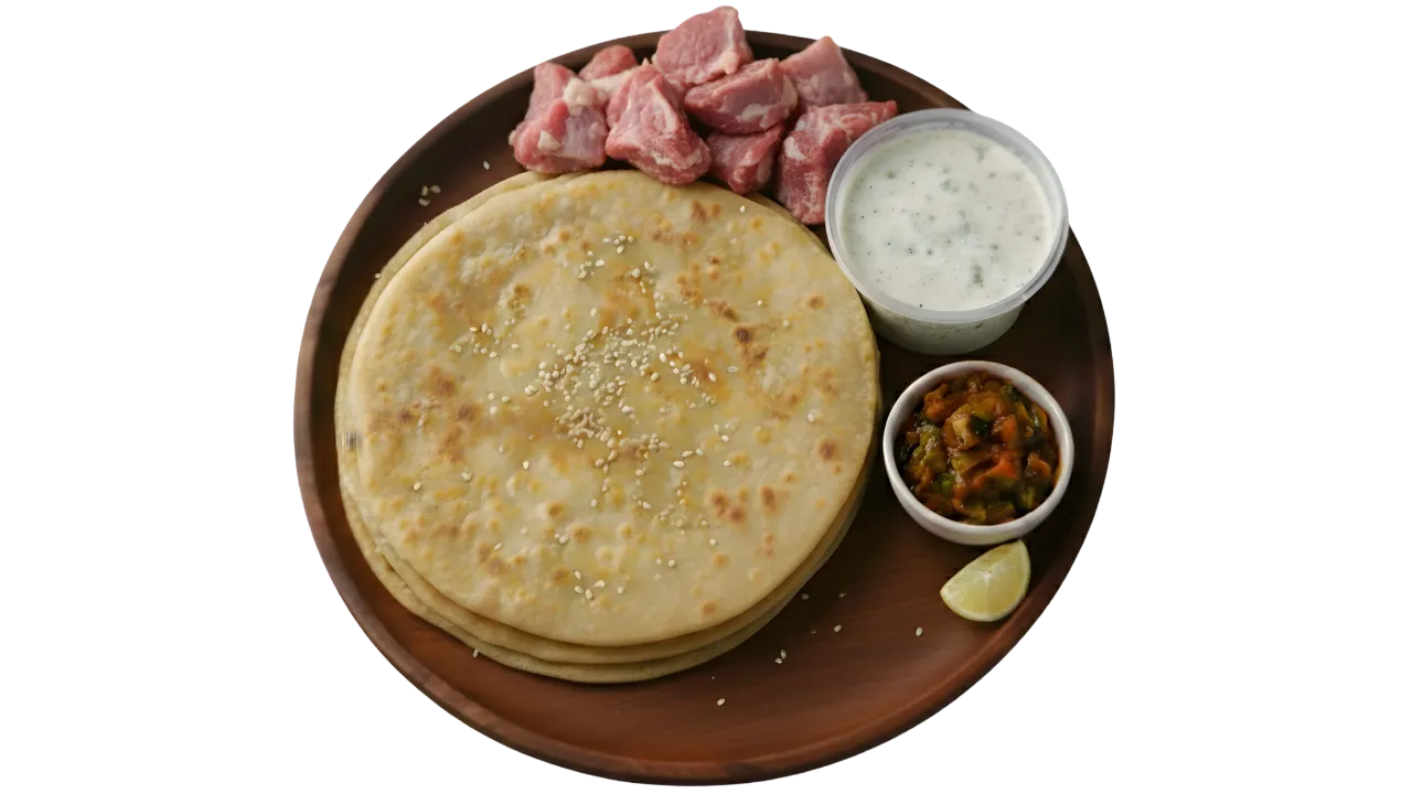 Mutton Paratha (Raita & Pickle) 3